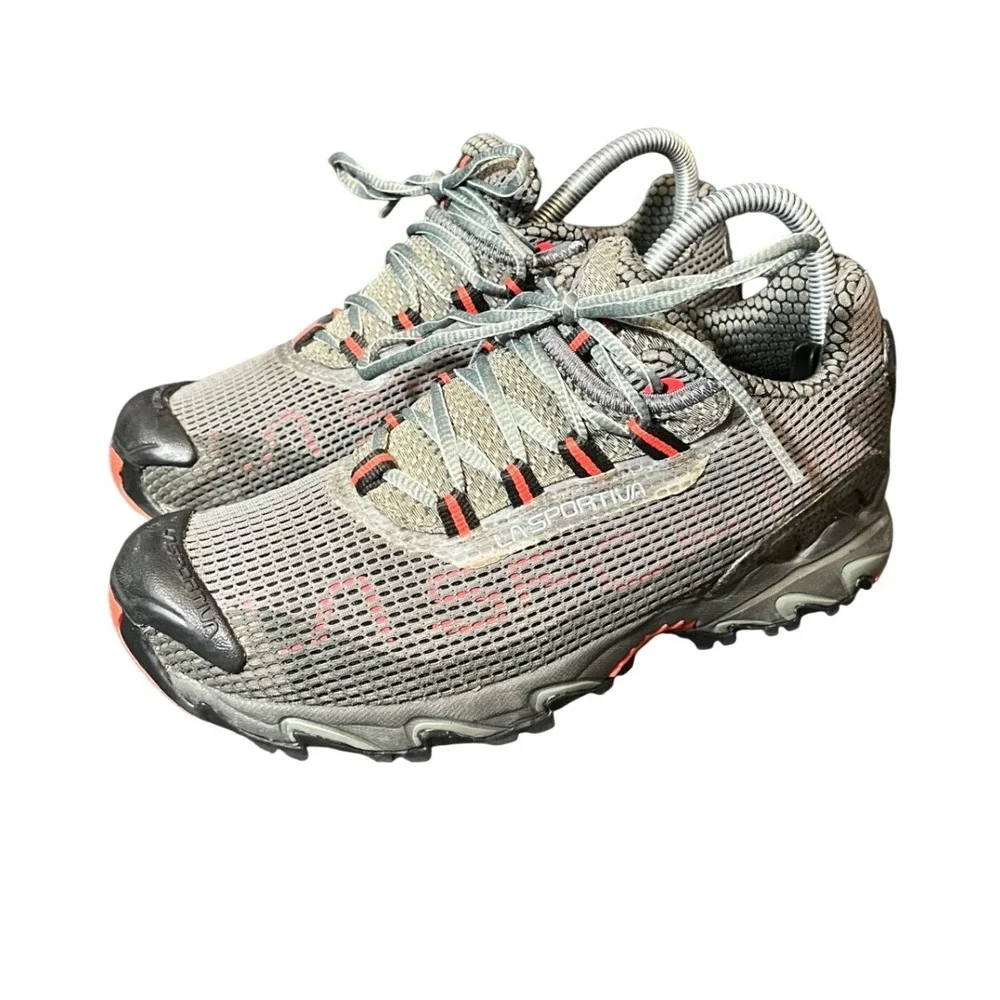 La Sportiva Wildcat Trail Running Shoes Womens 7.5 Grey Red Mesh Hiking Sneaker